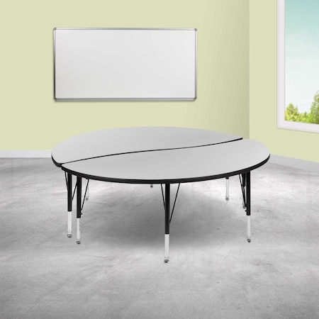 Flash Furniture Round 60 W, 60 L, 25.25 H, Chrome, Laminate, Particleboard, Steel, Grey XU-GRP-A60-HCIRC-GY-T-P-GG